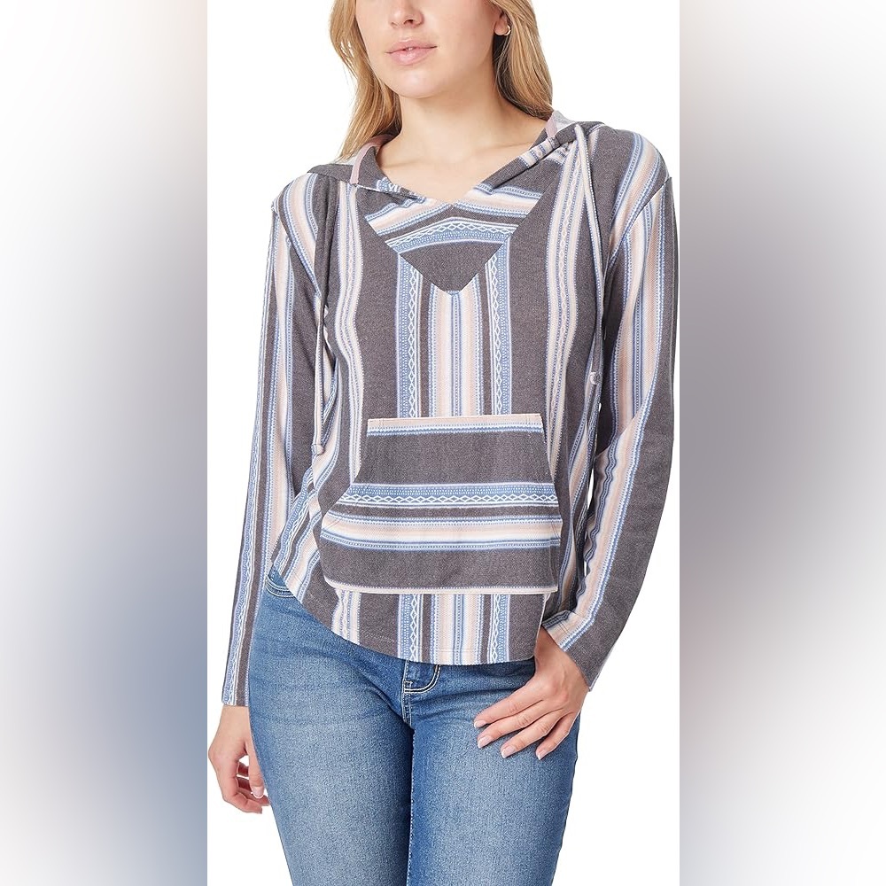 WallFlower Women's Baja Long Sleeve Knit Hoodie Pullover